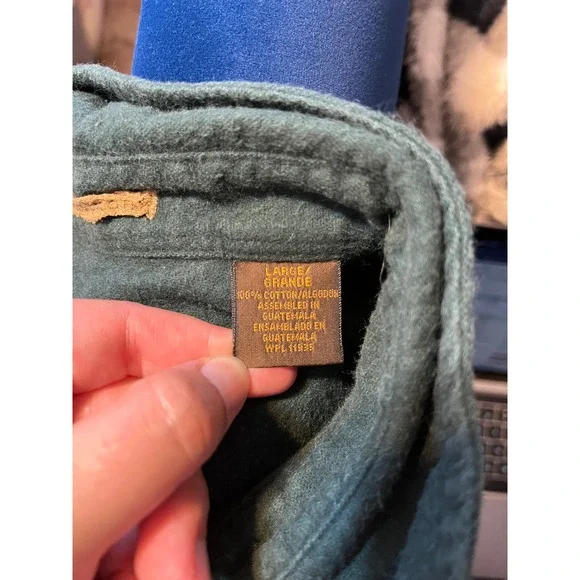 St Johns Bay Heavyweight Corduroy Shirt Green Mens Large Button Up - Picture 6 of 6